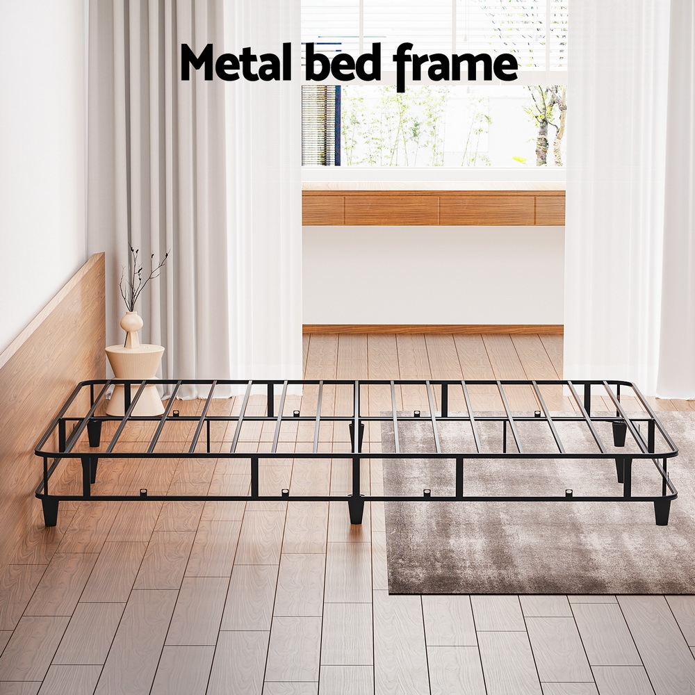 Artiss MASON Metal Bed Frame with Fabric Cover, Grey view 5