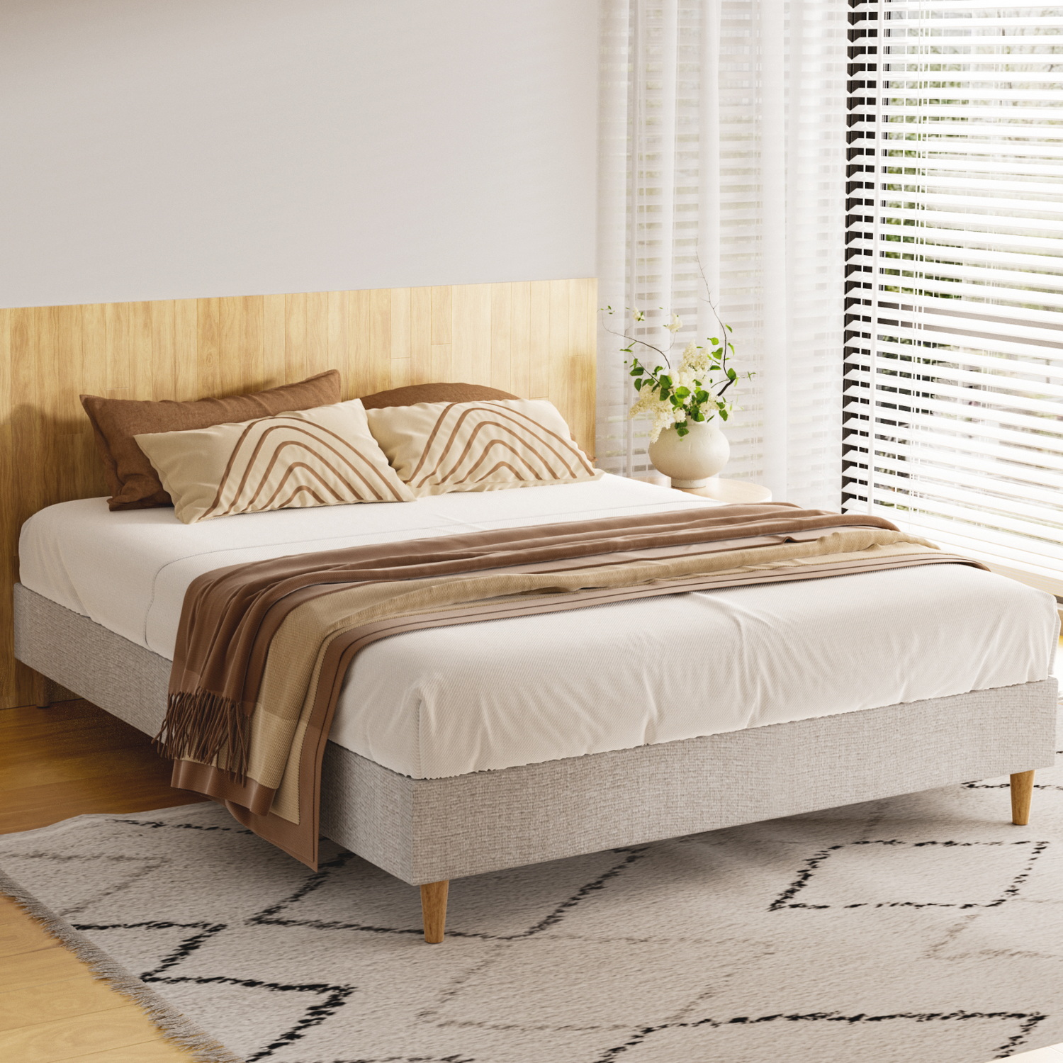 Artiss Zora Bed Frame, Beige, Multiple Sizes