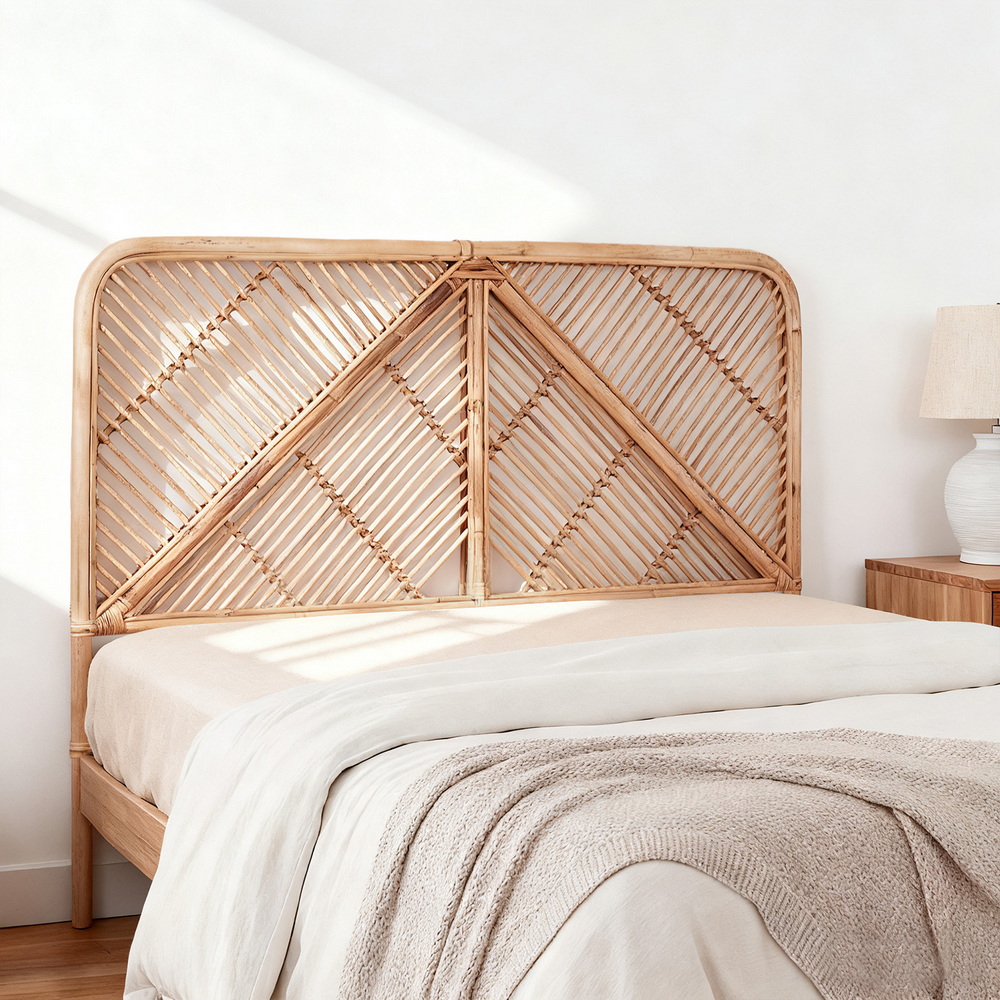 Artiss FRED Rattan Bed Headboard, Pine