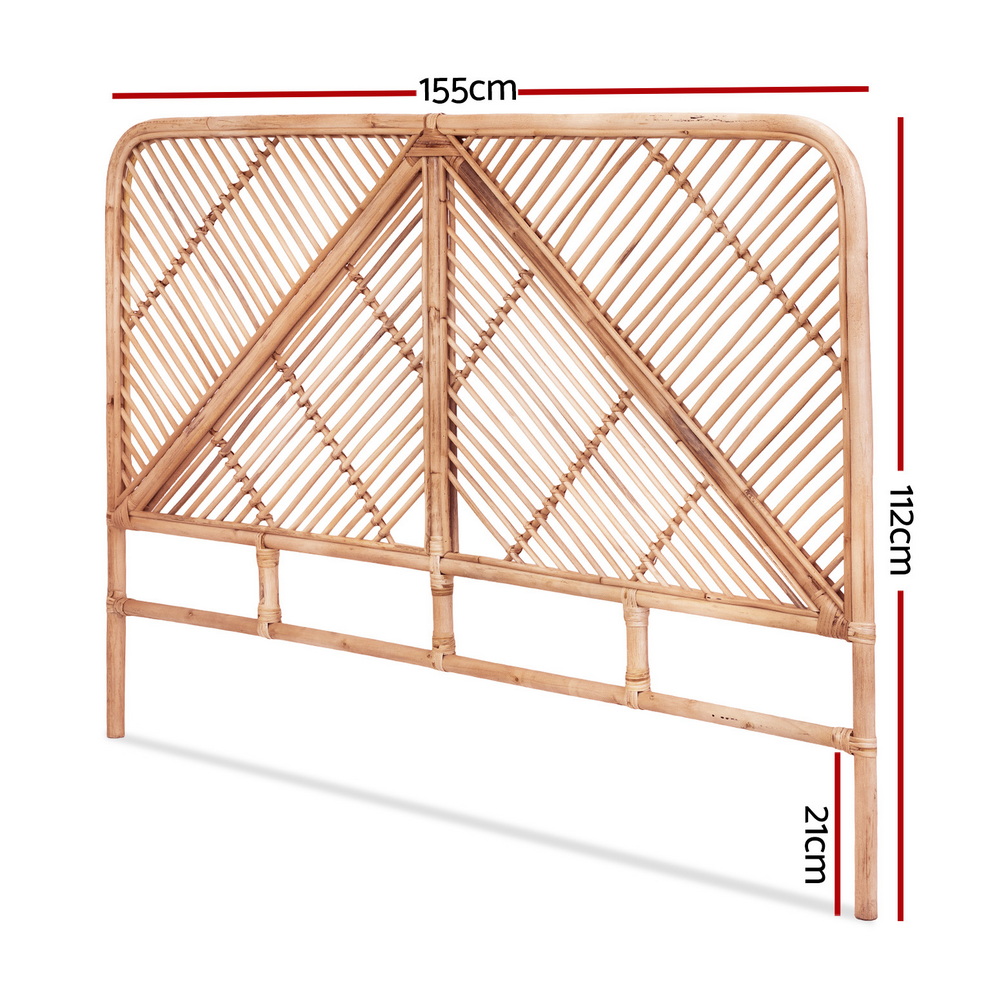 Artiss FRED Rattan Bed Headboard, Pine view 3
