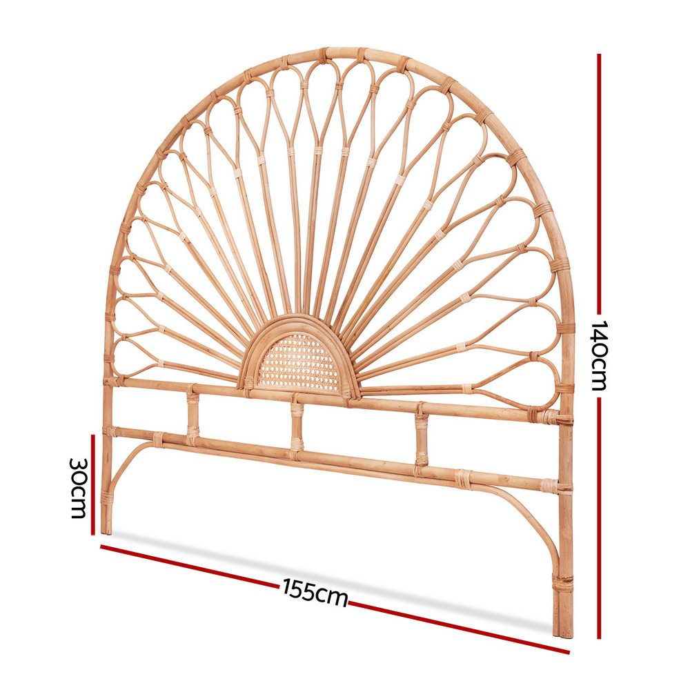 Artiss MARI Rattan Bed Headboard, Pine view 2