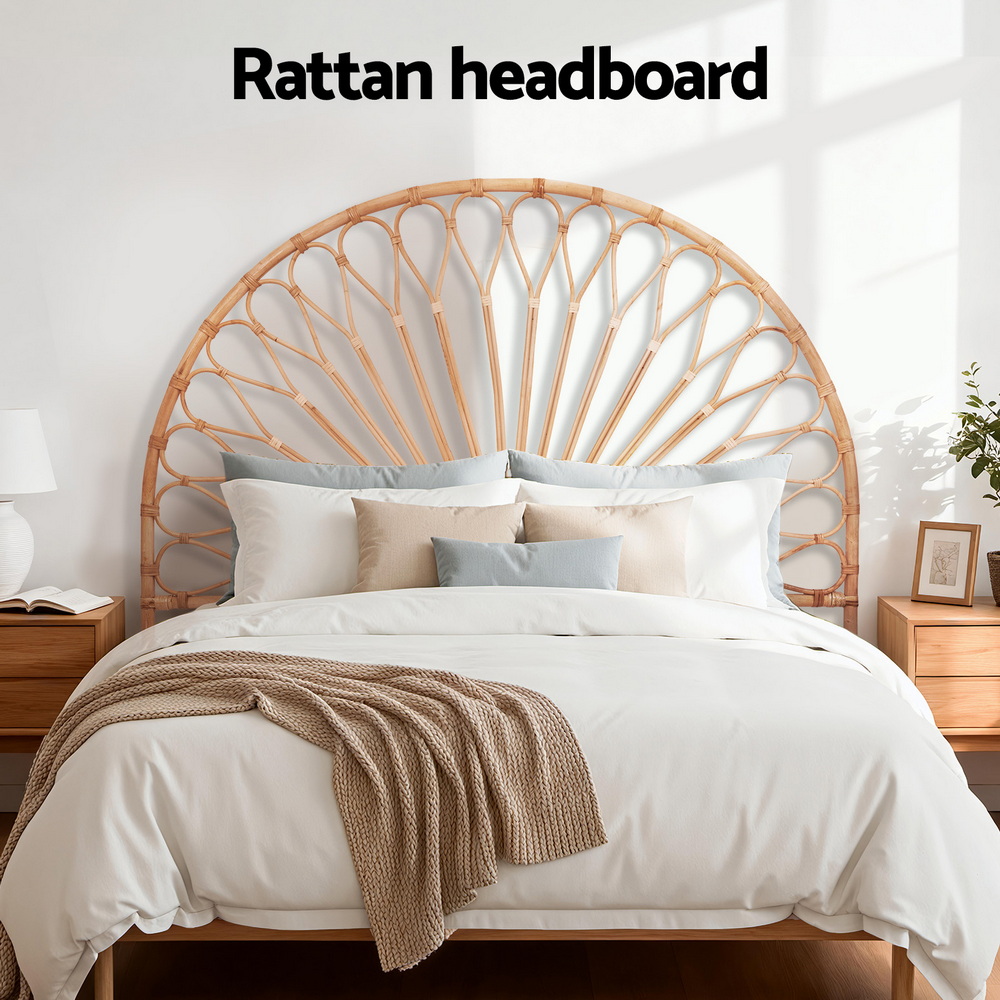 Artiss MARI Rattan Bed Headboard, Pine view 4