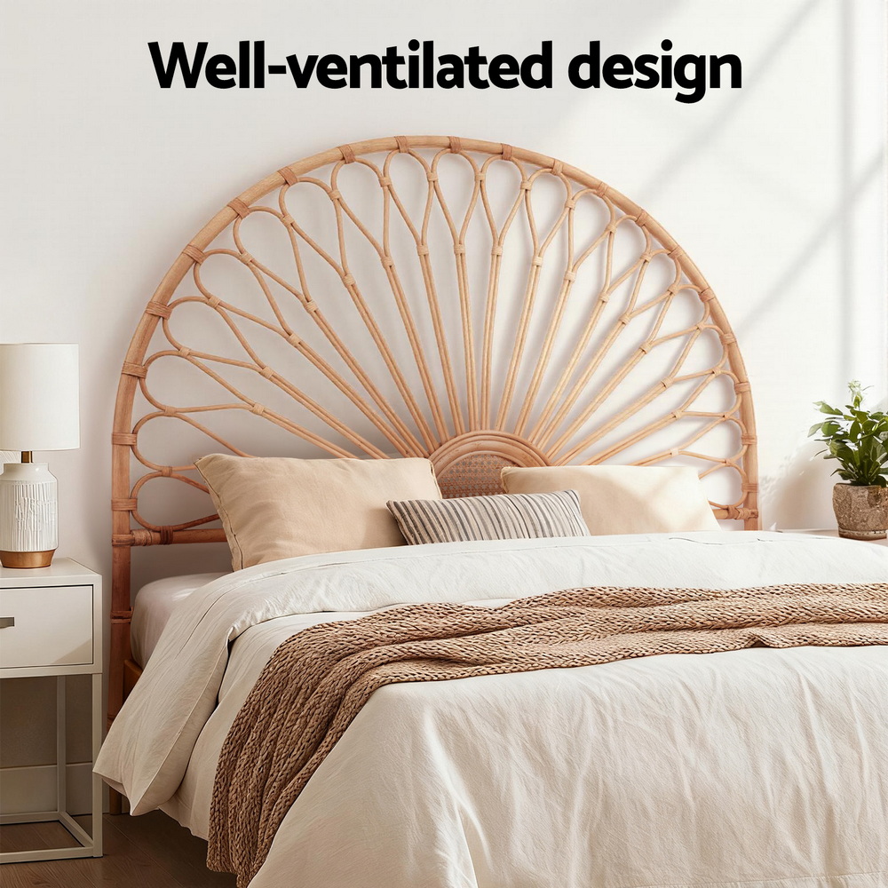 Artiss MARI Rattan Bed Headboard, Pine view 5