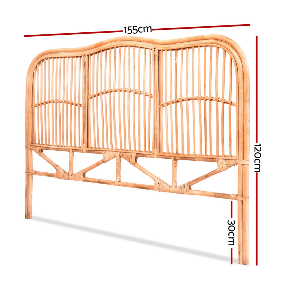 Artiss NERO Rattan Bed Headboard, Pine view 2