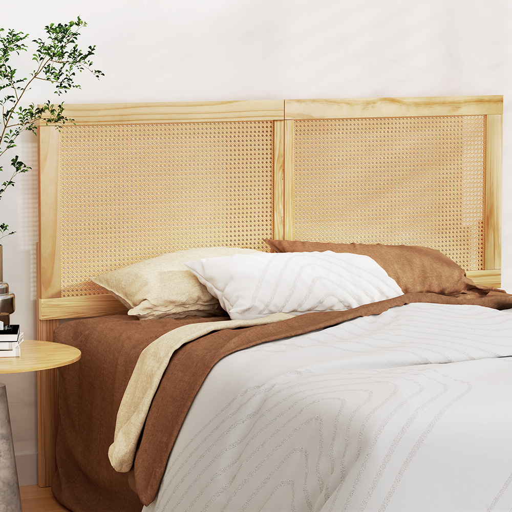Artiss RIBO Rattan Bed Head, Pine