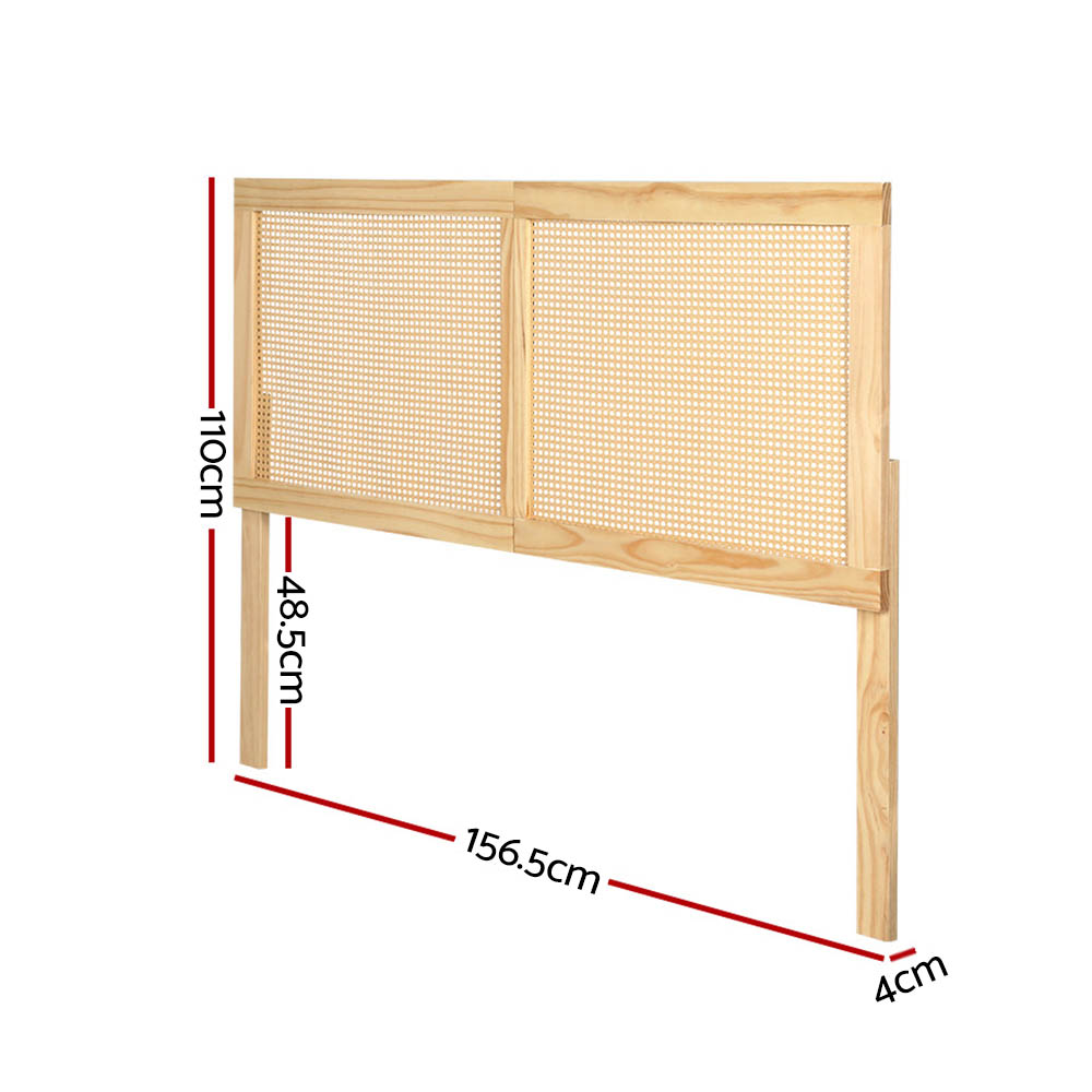Artiss RIBO Rattan Bed Head, Pine view 2