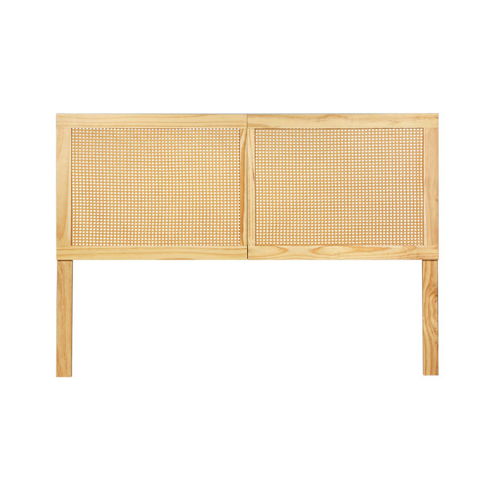 Artiss RIBO Rattan Bed Head, Pine view 3