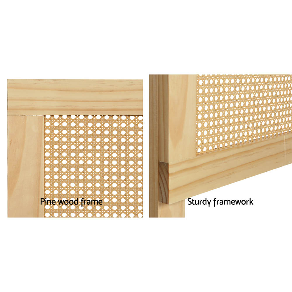 Artiss RIBO Rattan Bed Head, Pine view 5
