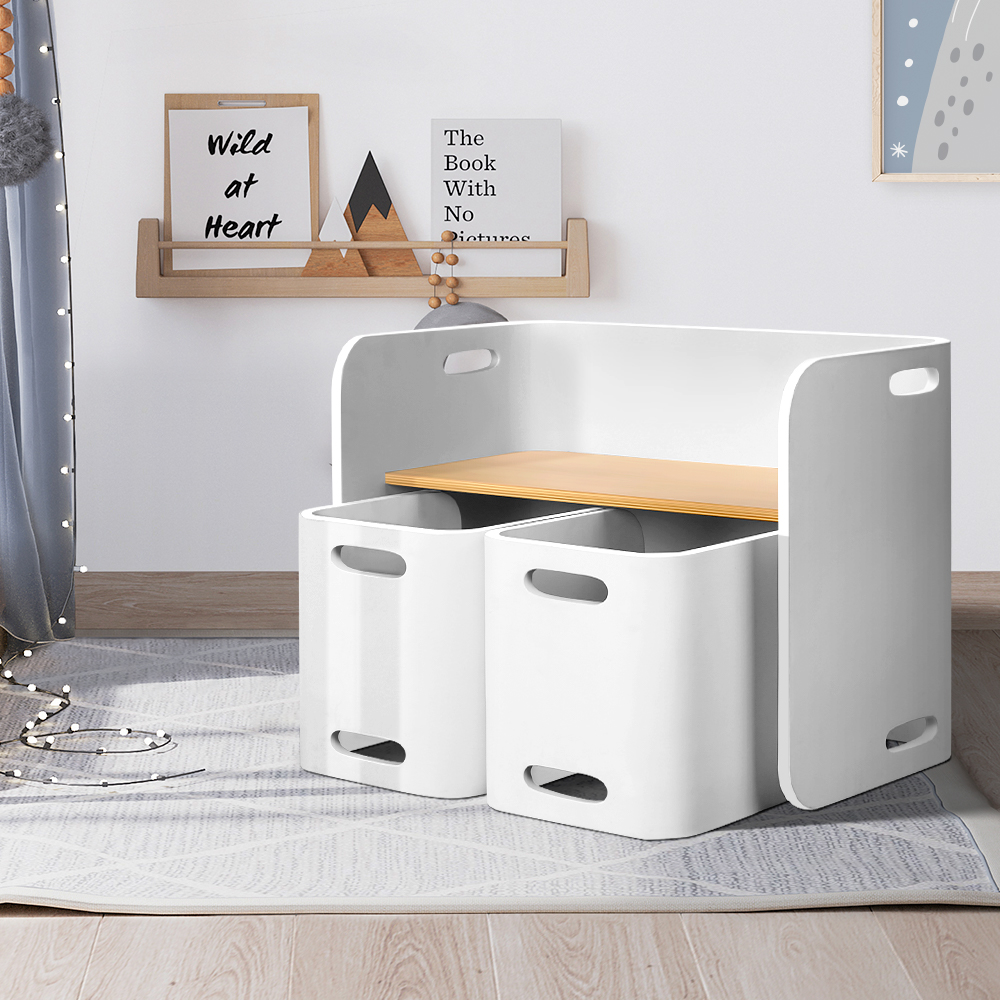 Keezi 3-Piece Birch Plywood Kids Table and Chairs Set