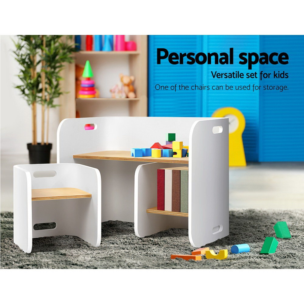 Keezi 3-Piece Birch Plywood Kids Table and Chairs Set view 4