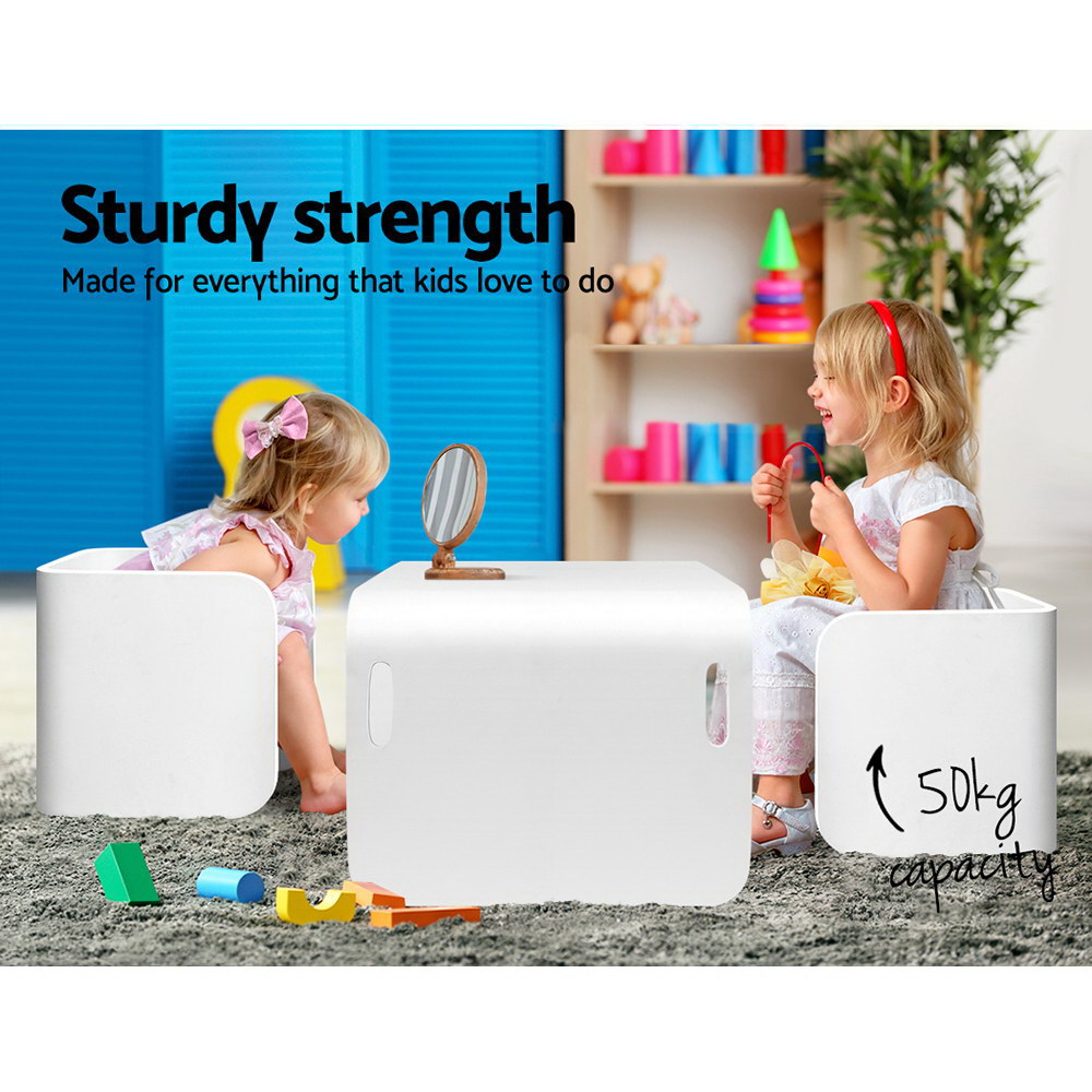 Keezi 3-Piece Birch Plywood Kids Table and Chairs Set view 5