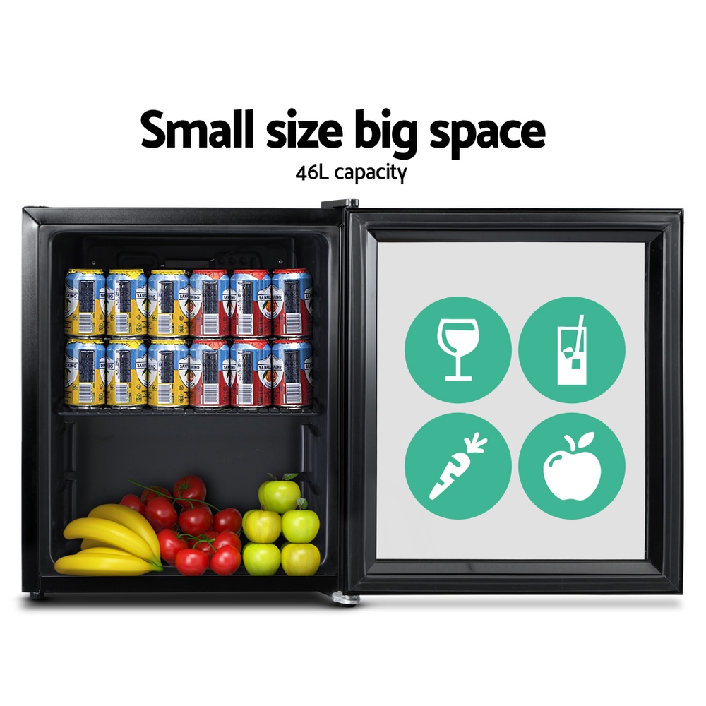 Devanti 46L Bar Fridge Glass Door Black view 3