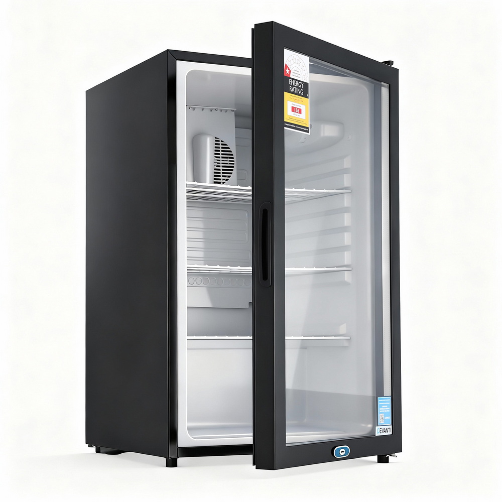 Devanti Bar Fridge Glass Door Countertop Cooler Black