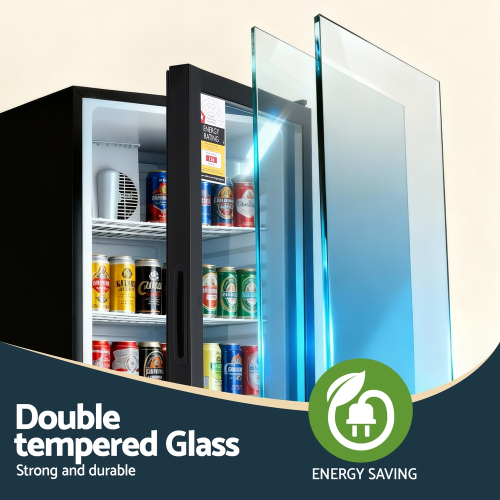 Devanti Bar Fridge Glass Door Countertop Cooler Black view 5