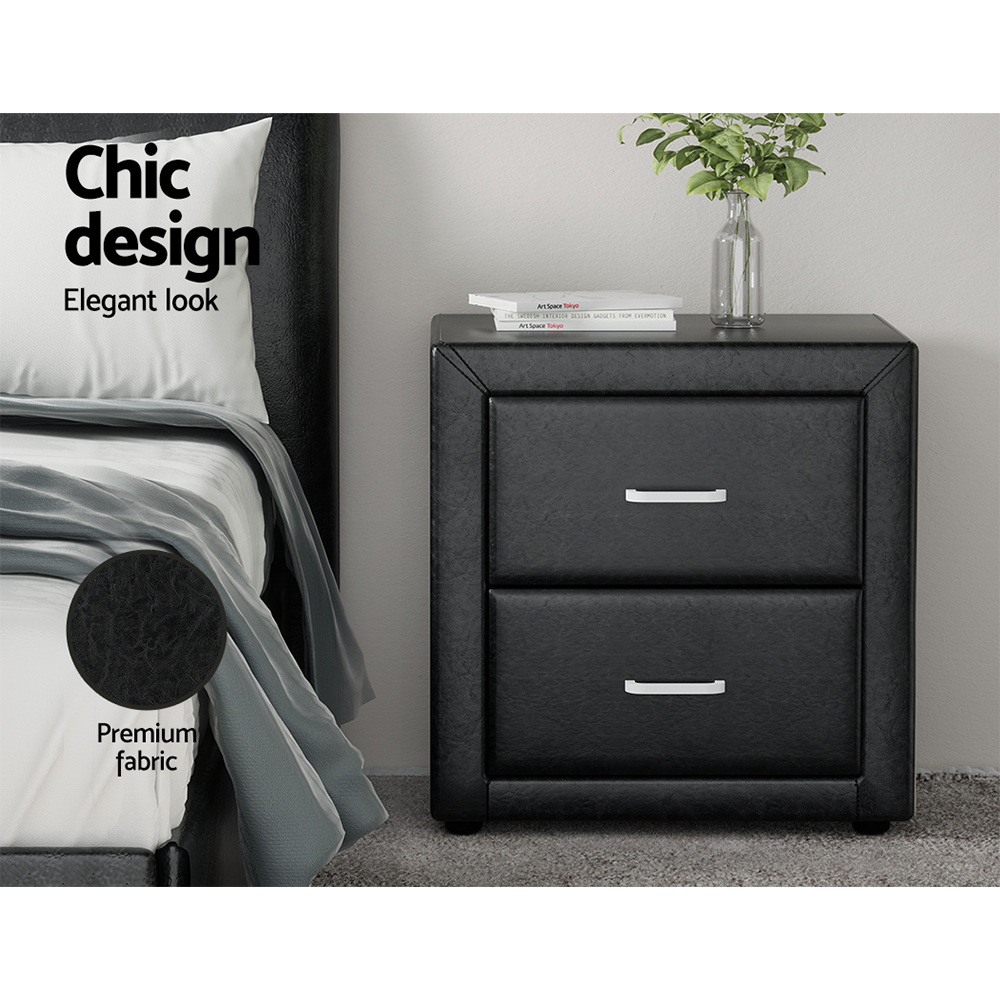 Artiss CADEN Leather Bedside Table, 2 Drawers, Multiple Colours view 4