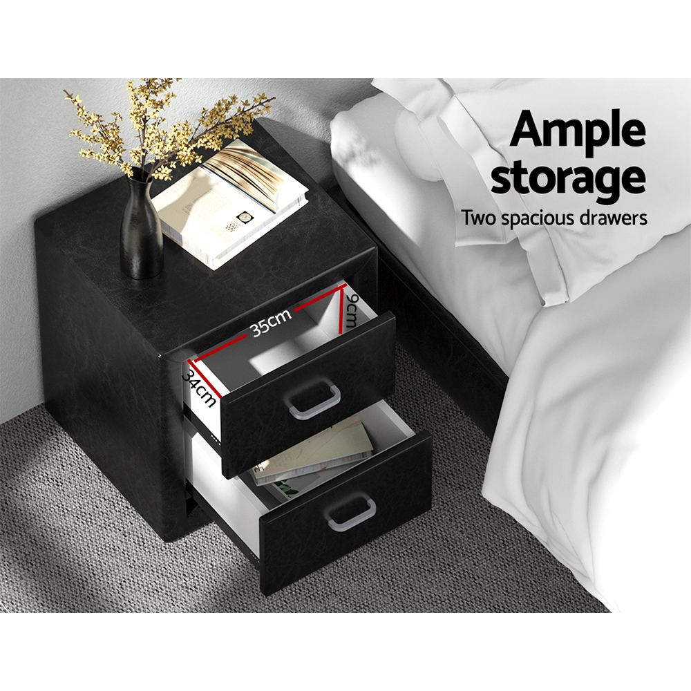 Artiss CADEN Leather Bedside Table, 2 Drawers, Multiple Colours view 5
