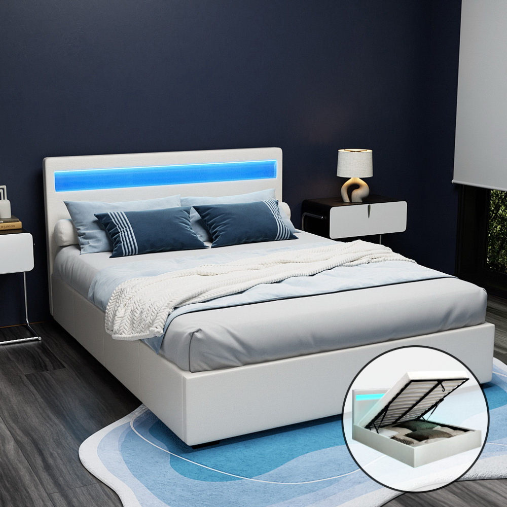 Artiss COLE Gas Lift Bed Frame with LED, Multiple Sizes