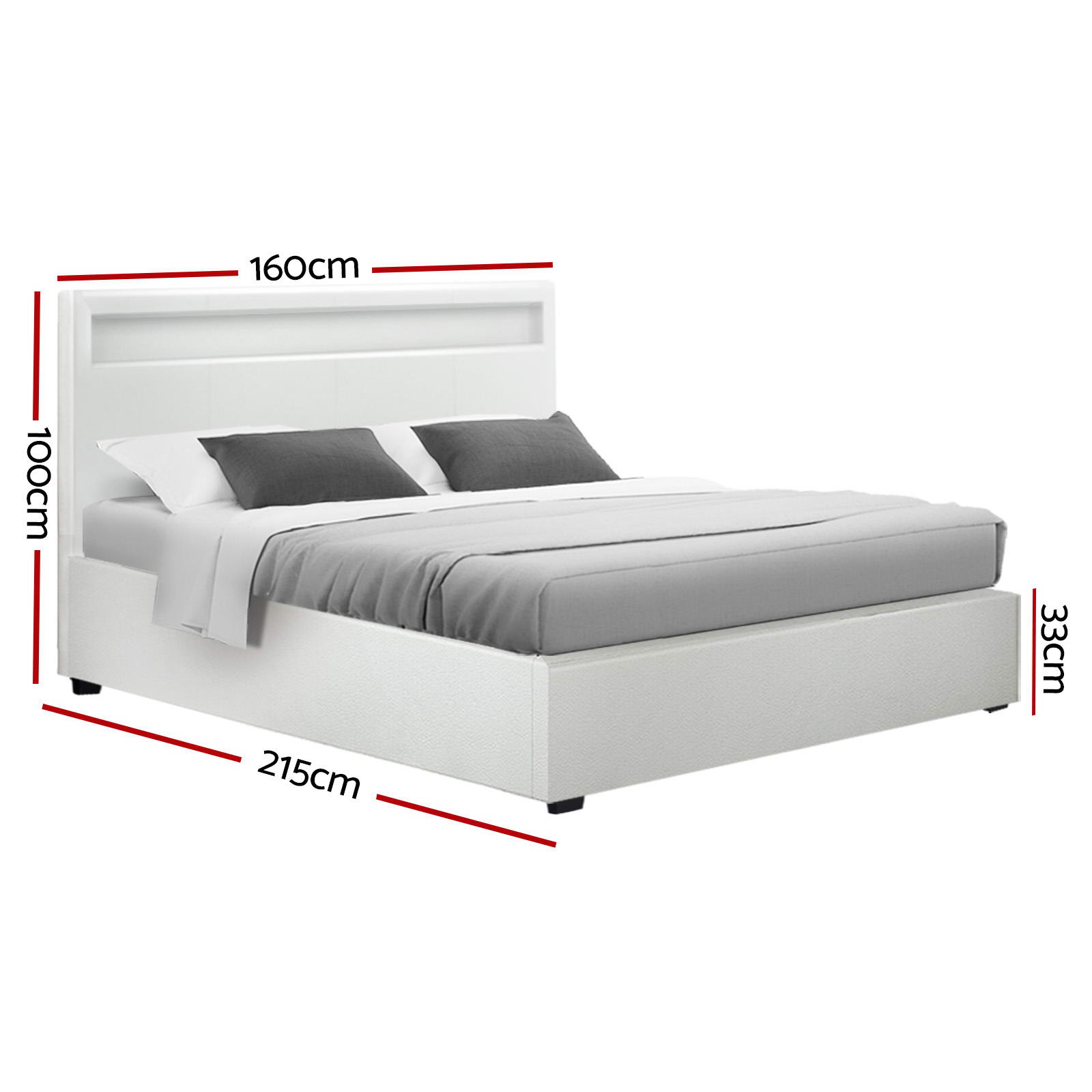 Artiss COLE Gas Lift Bed Frame with LED, Multiple Sizes view 3