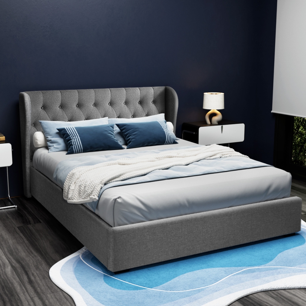 Artiss Issa Gas Lift Linen Bed Frame, Various Colours view 2
