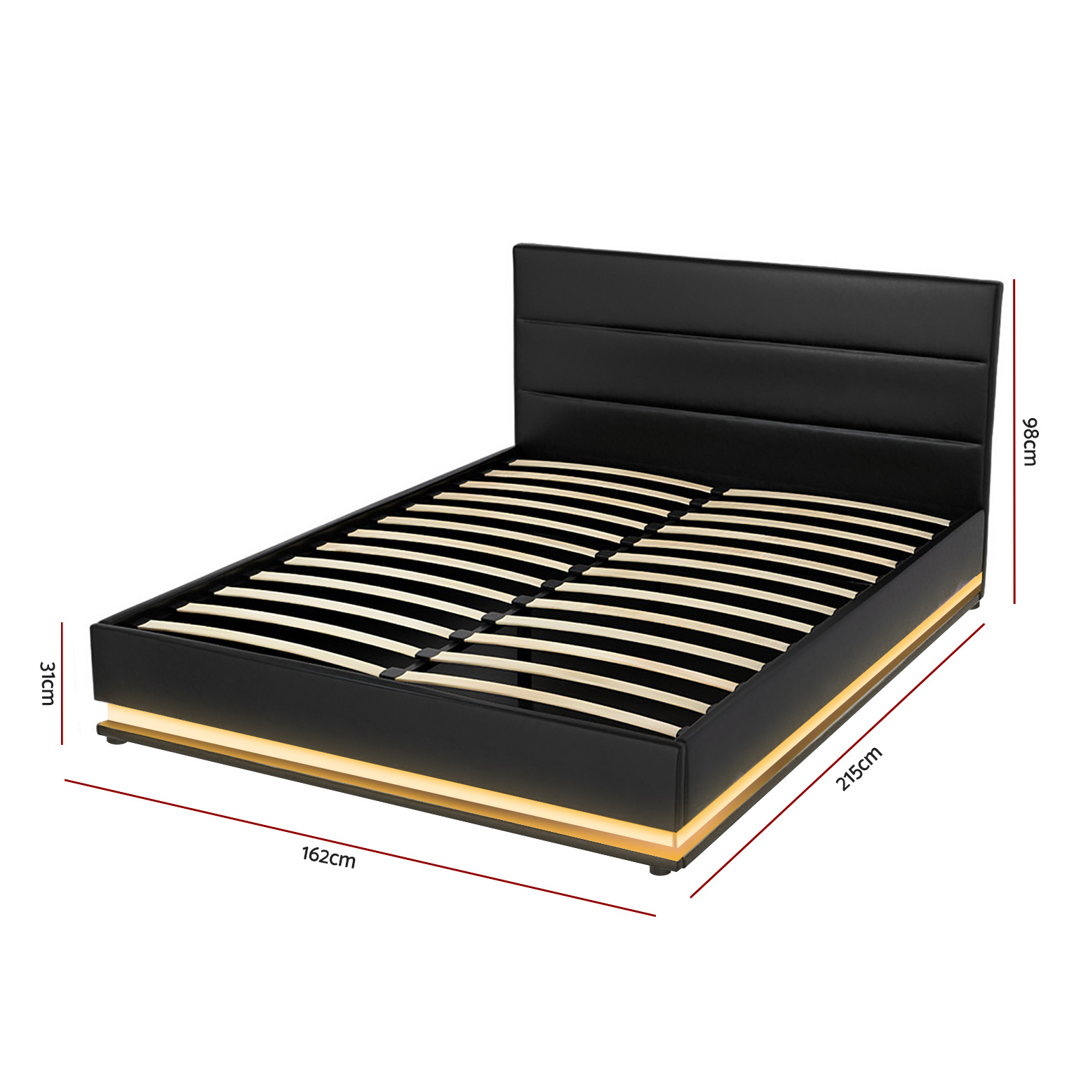 Artiss Lumi Gas Lift Leather Bed Frame, Various Colours view 2
