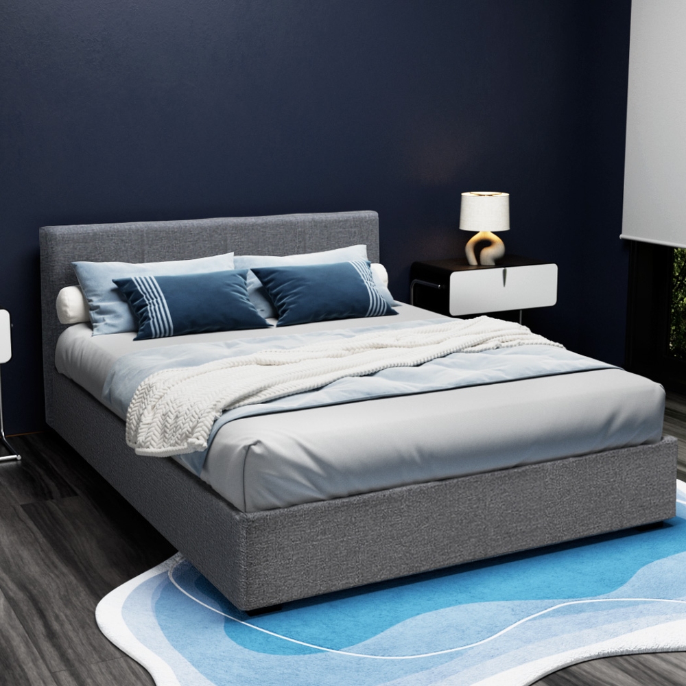 Artiss Nino Gas Lift Linen Bed Frame, Various Colours view 2