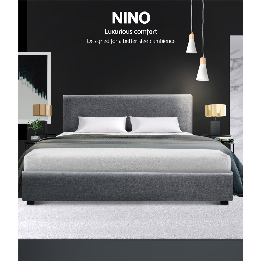 Artiss Nino Gas Lift Linen Bed Frame, Various Colours view 3