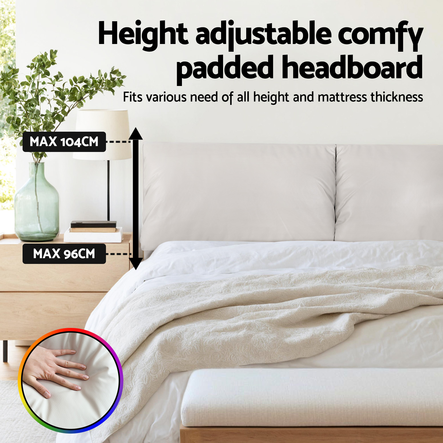 Artiss RGB LED Floating Bed Frame, Adjustable Headboard view 5