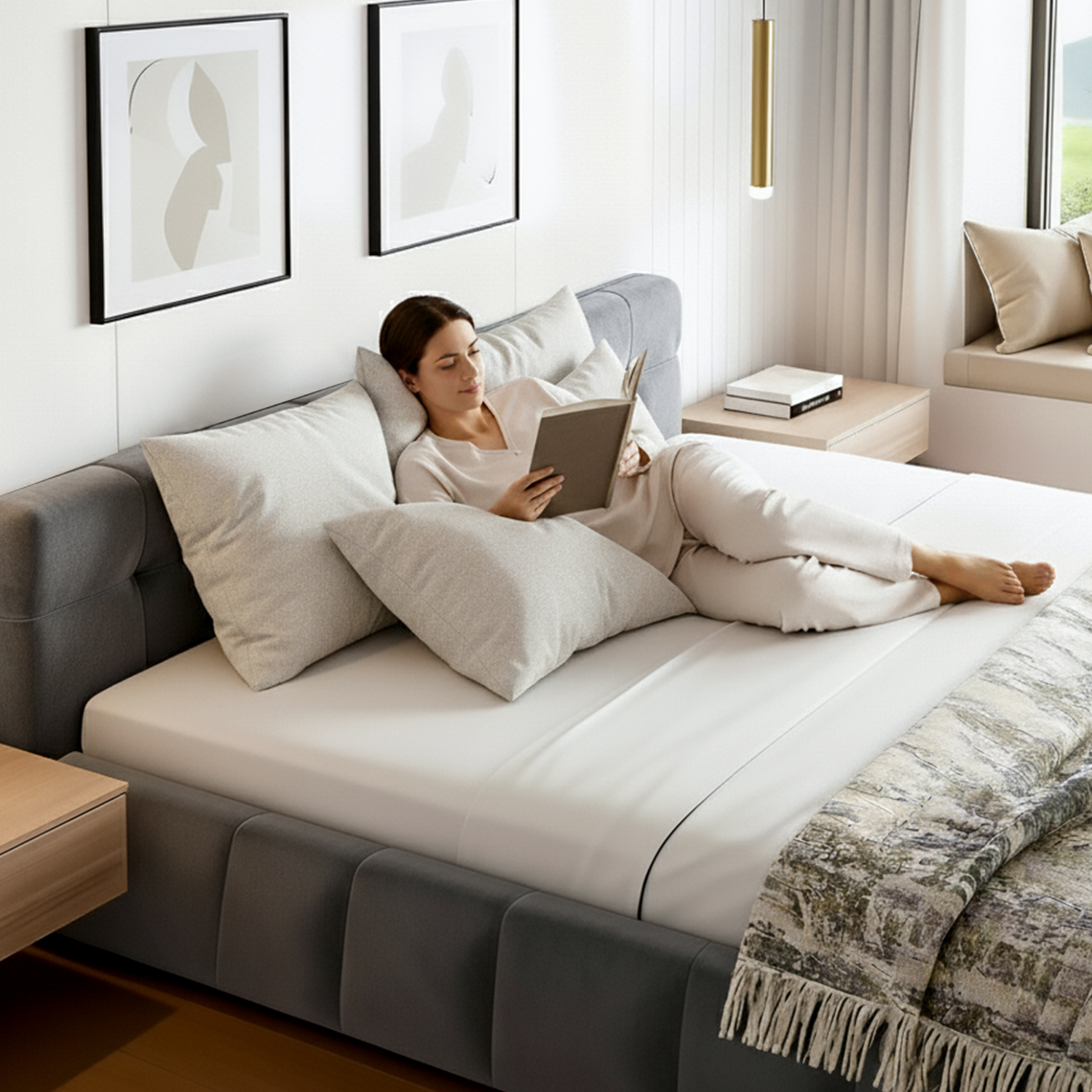 Artiss Velvet Bed Frame with Plush Headboard, Queen or King view 4