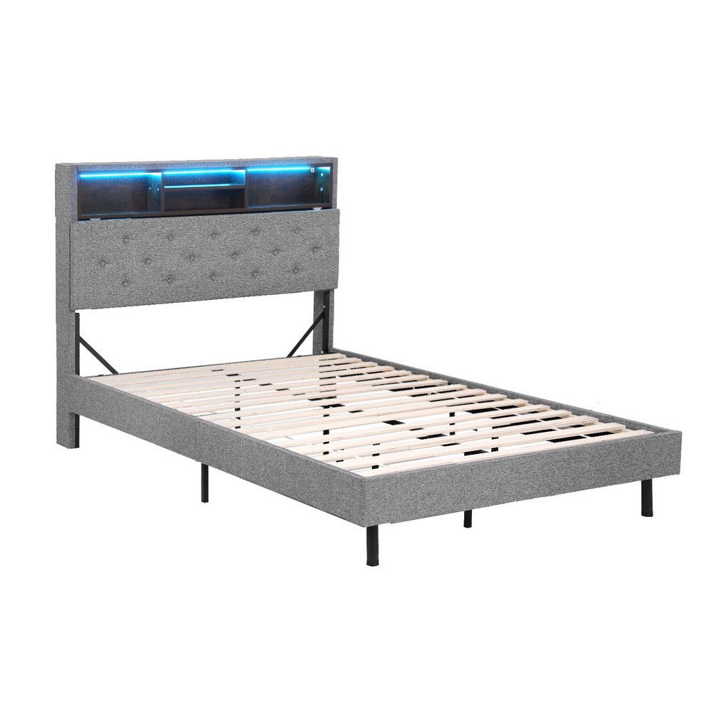 Artiss Midnight LED Storage Bed Frame, King Single
