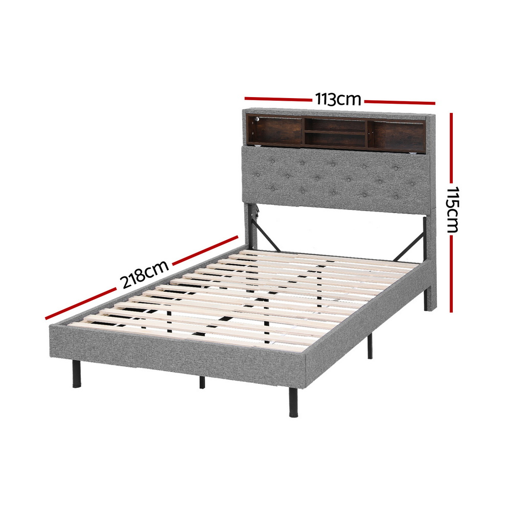 Artiss Midnight LED Storage Bed Frame, King Single view 2