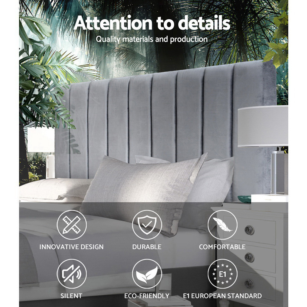 Artiss VELA Velvet Bed Head, Grey view 3