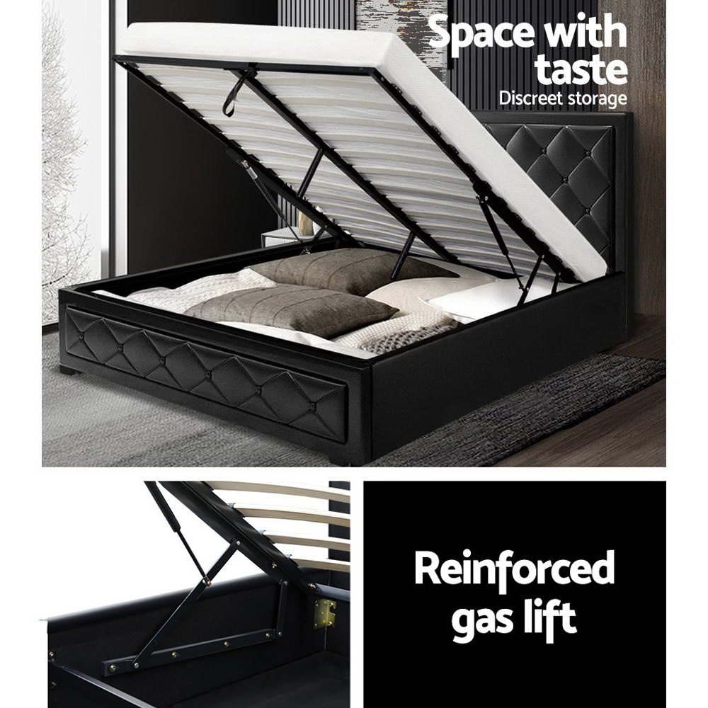 Artiss Tiyo Gas Lift Leather Bed Frame, Various Sizes view 4