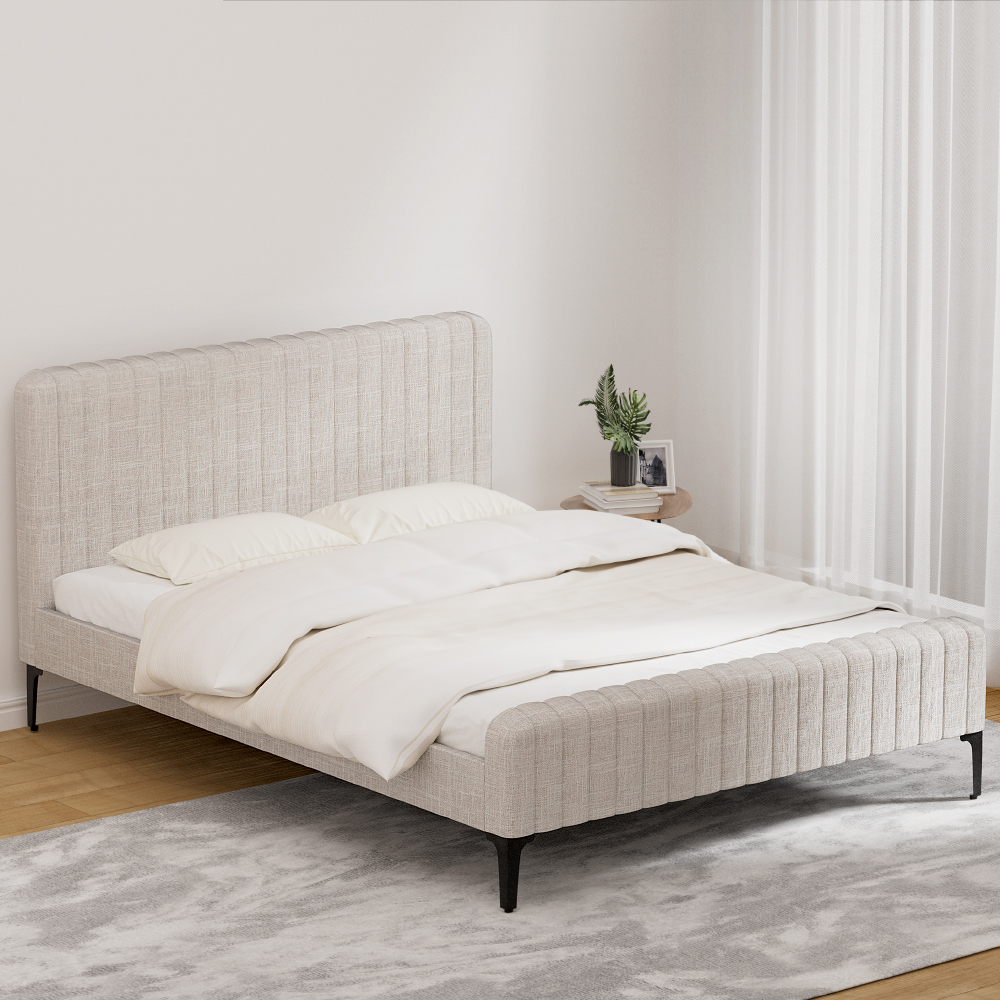 Artiss Ammy Linen Bed Frame, Beige