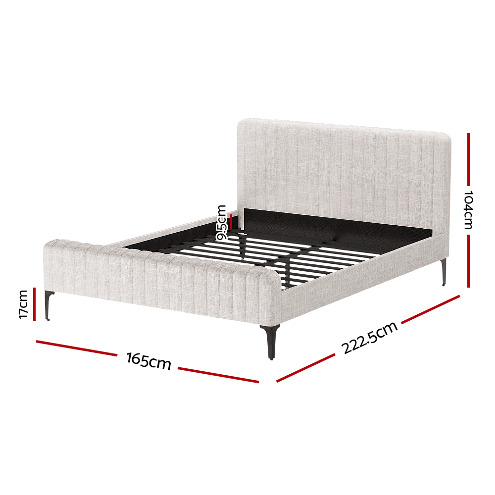 Artiss Ammy Linen Bed Frame, Beige view 2