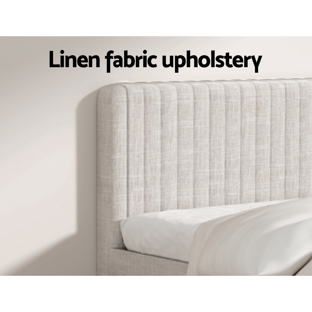 Artiss Ammy Linen Bed Frame, Beige view 5