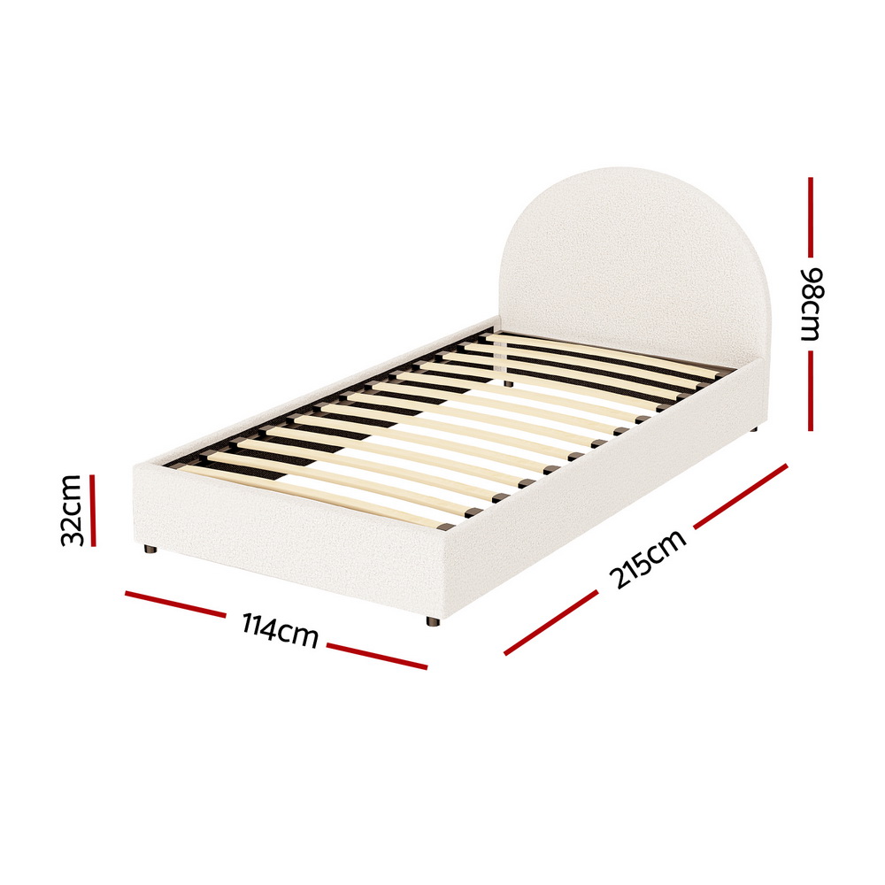 Artiss Ella Gas Lift Bed Frame, King Single, Boucle view 2