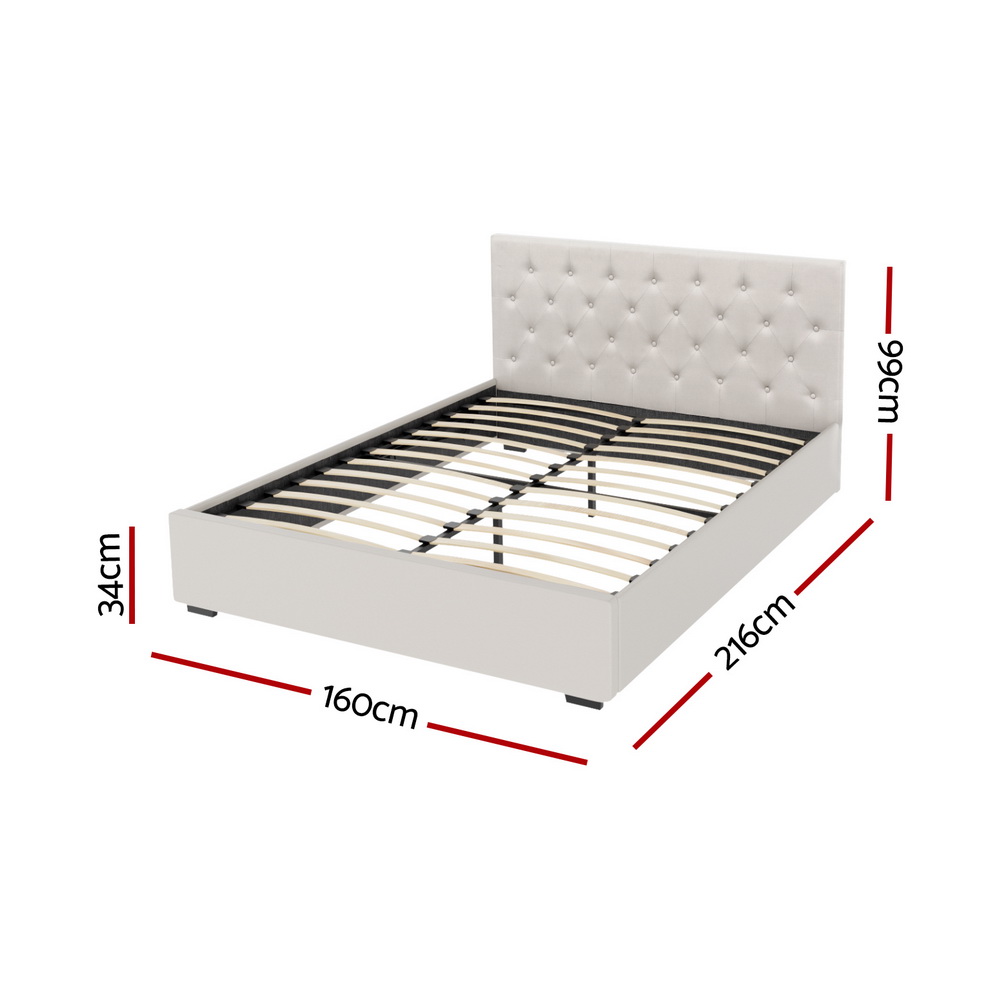 Artiss Vila Gas Lift Linen Bed Frame, Various Colours view 2