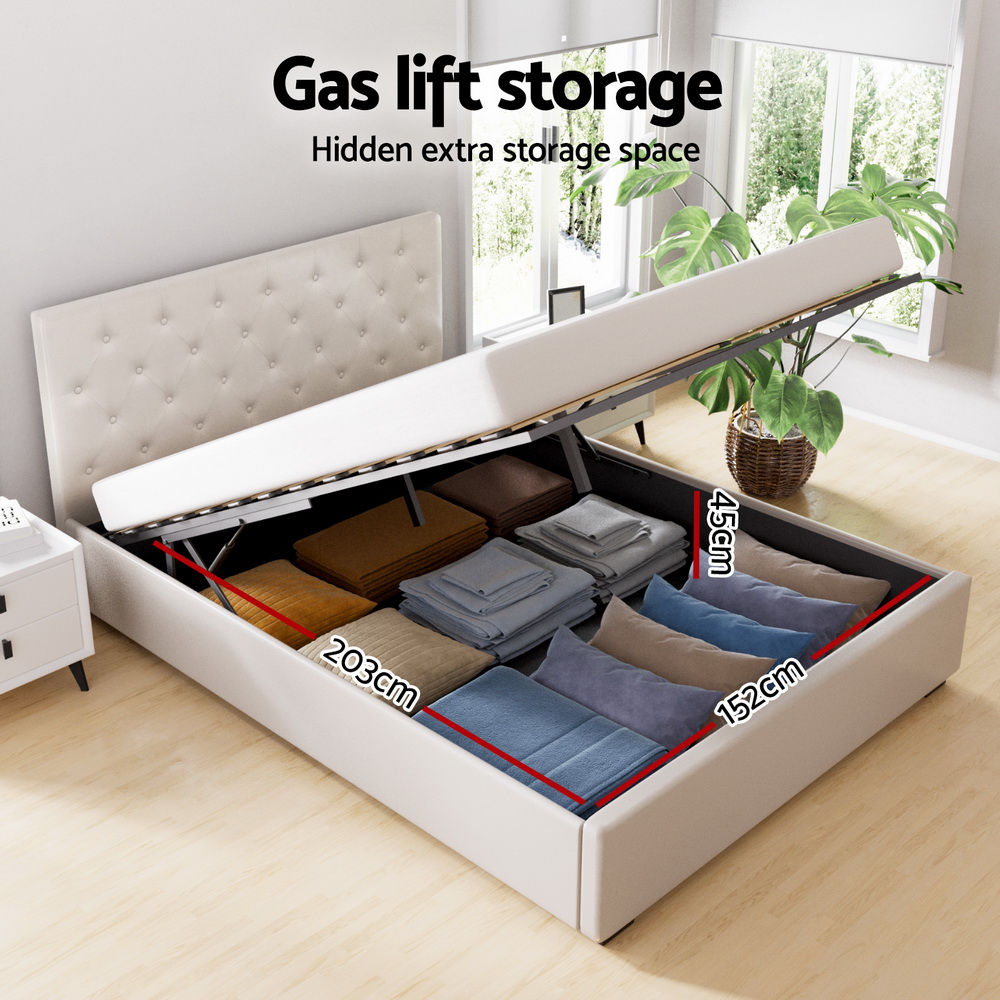 Artiss Vila Gas Lift Linen Bed Frame, Various Colours view 4