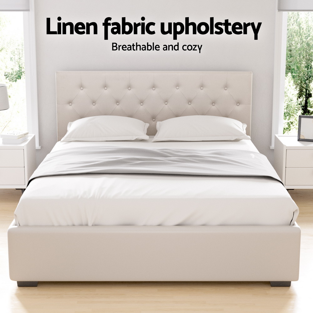 Artiss Vila Gas Lift Linen Bed Frame, Various Colours view 5