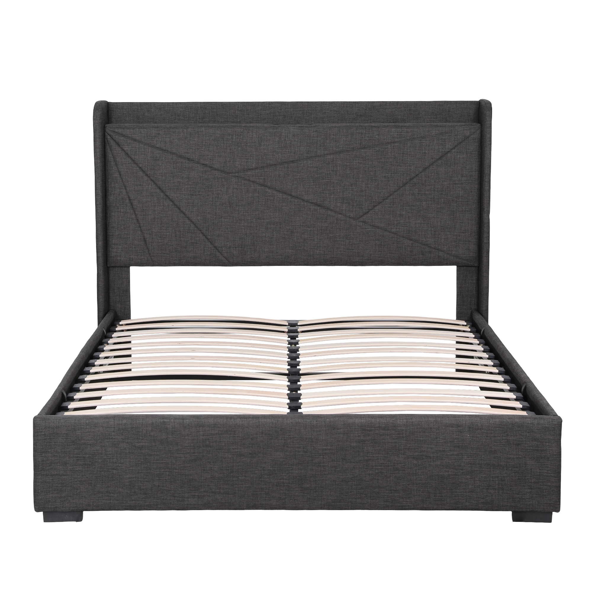 Artiss Gas Lift Storage Bed Frame with Charging, Charcoal Grey view 4
