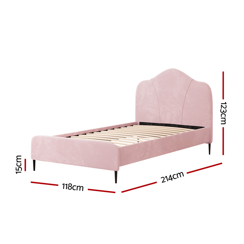 Artiss Olan Velvet Bed Frame, King Single, Pink view 2