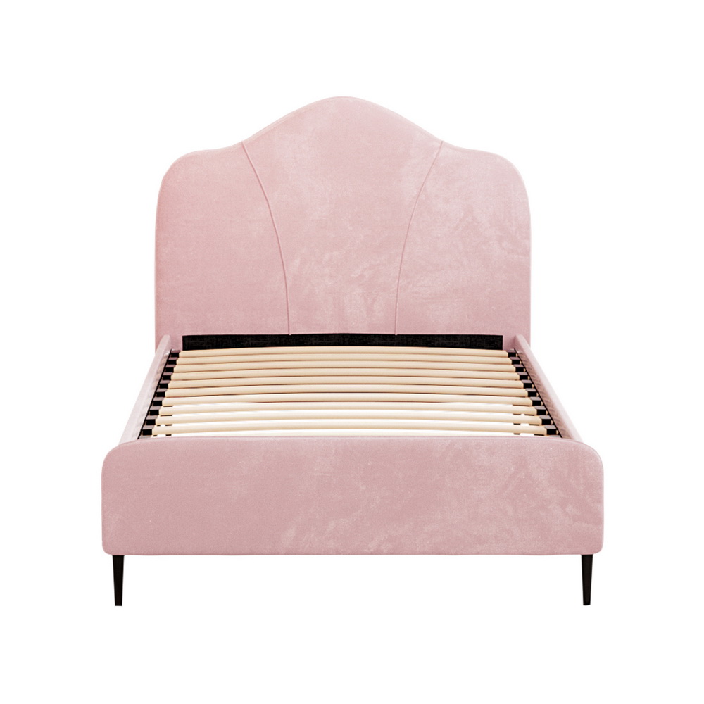 Artiss Olan Velvet Bed Frame, King Single, Pink view 3