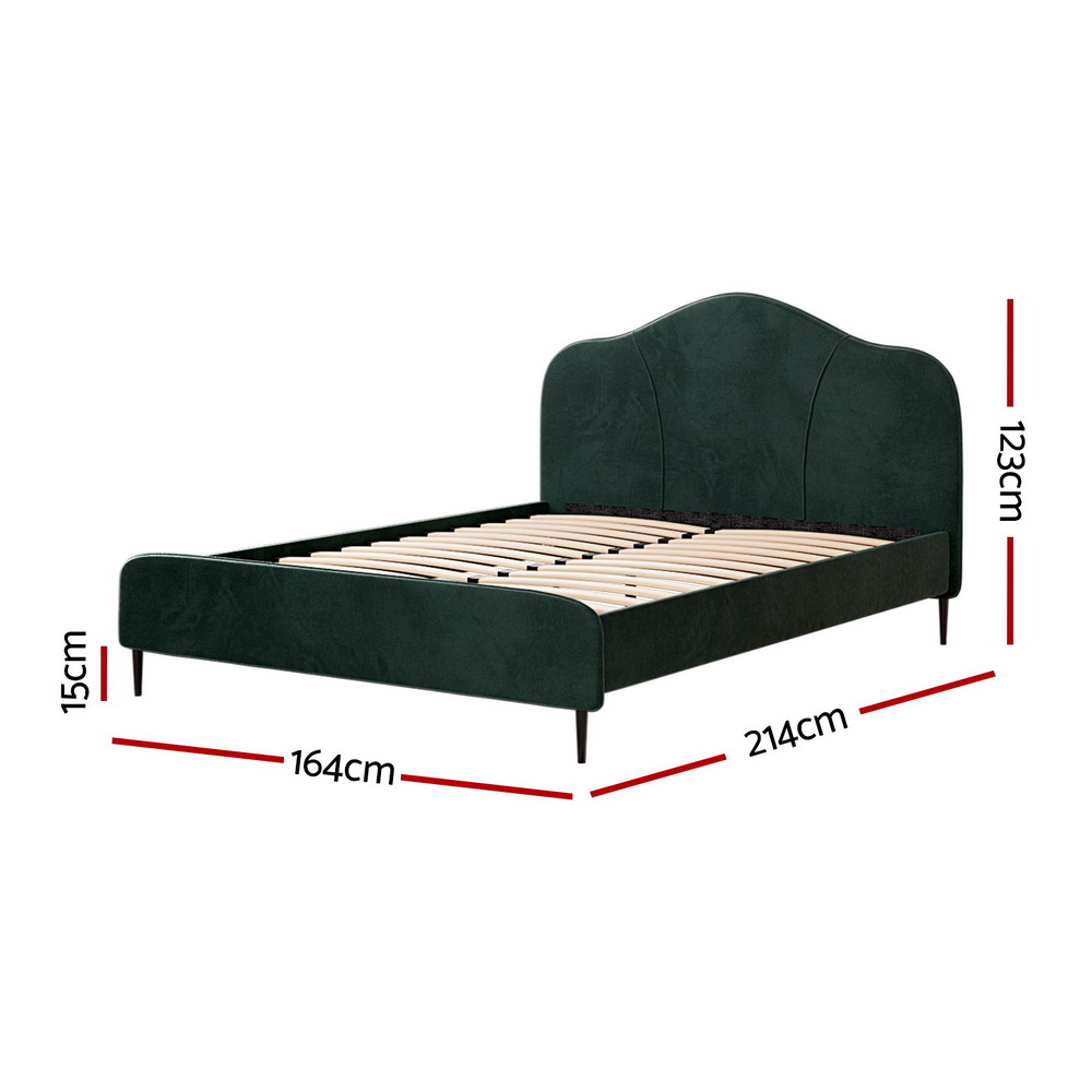 Artiss OLAN Velvet Bed Frame, Dark Green view 2