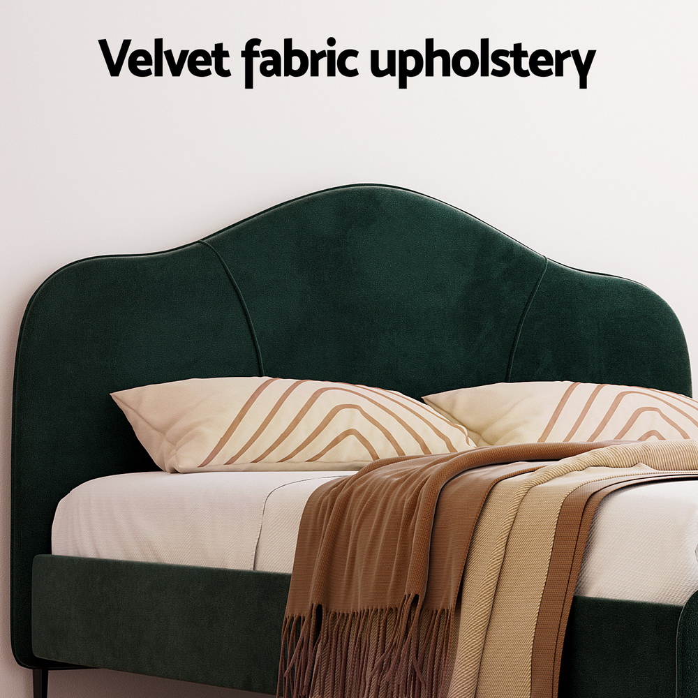 Artiss OLAN Velvet Bed Frame, Dark Green view 4