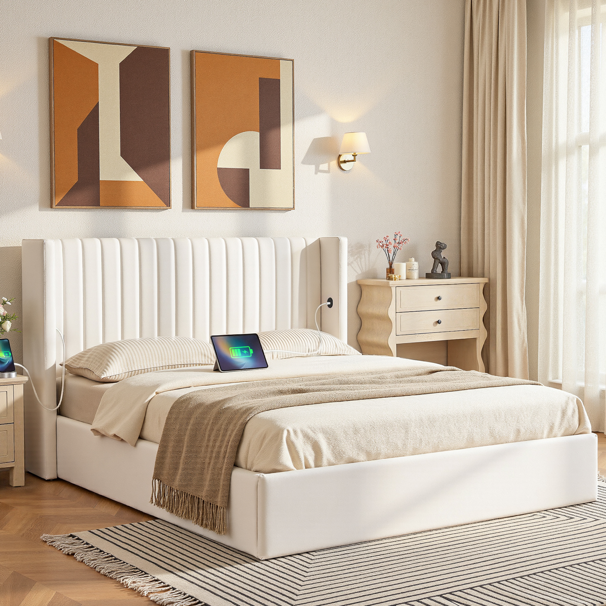 Artiss Velvet Bed Frame with Gaslift Storage, Queen or King