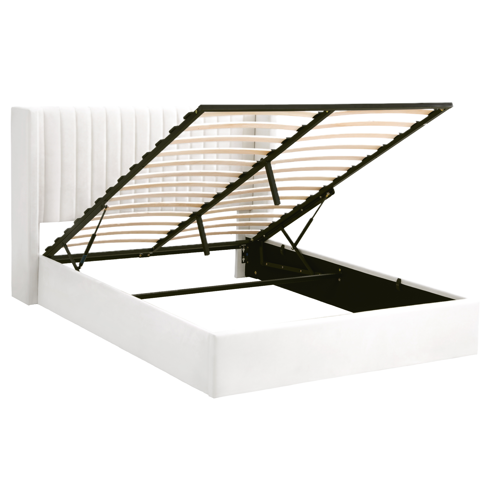 Artiss Velvet Bed Frame with Gaslift Storage, Queen or King view 4