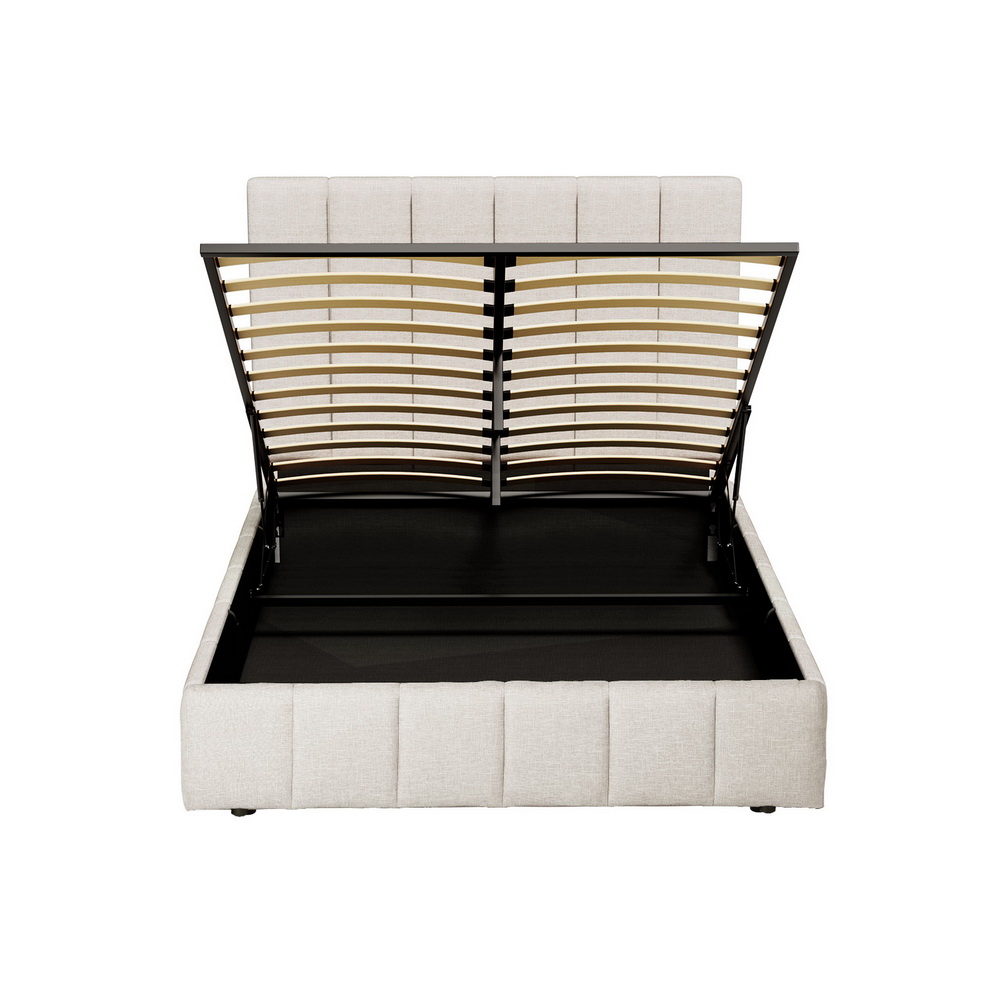 Artiss Tette Bed Frame, Double, Beige Linen view 3