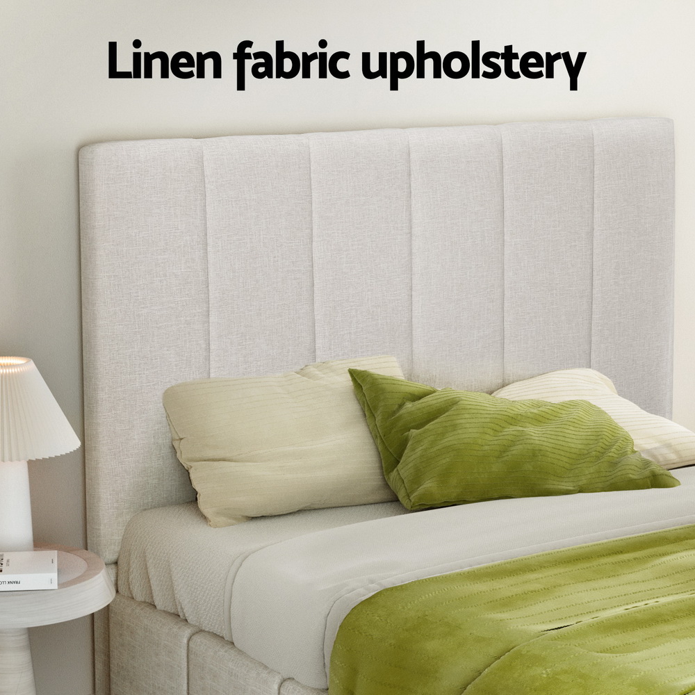 Artiss Tette Bed Frame, Double, Beige Linen view 4