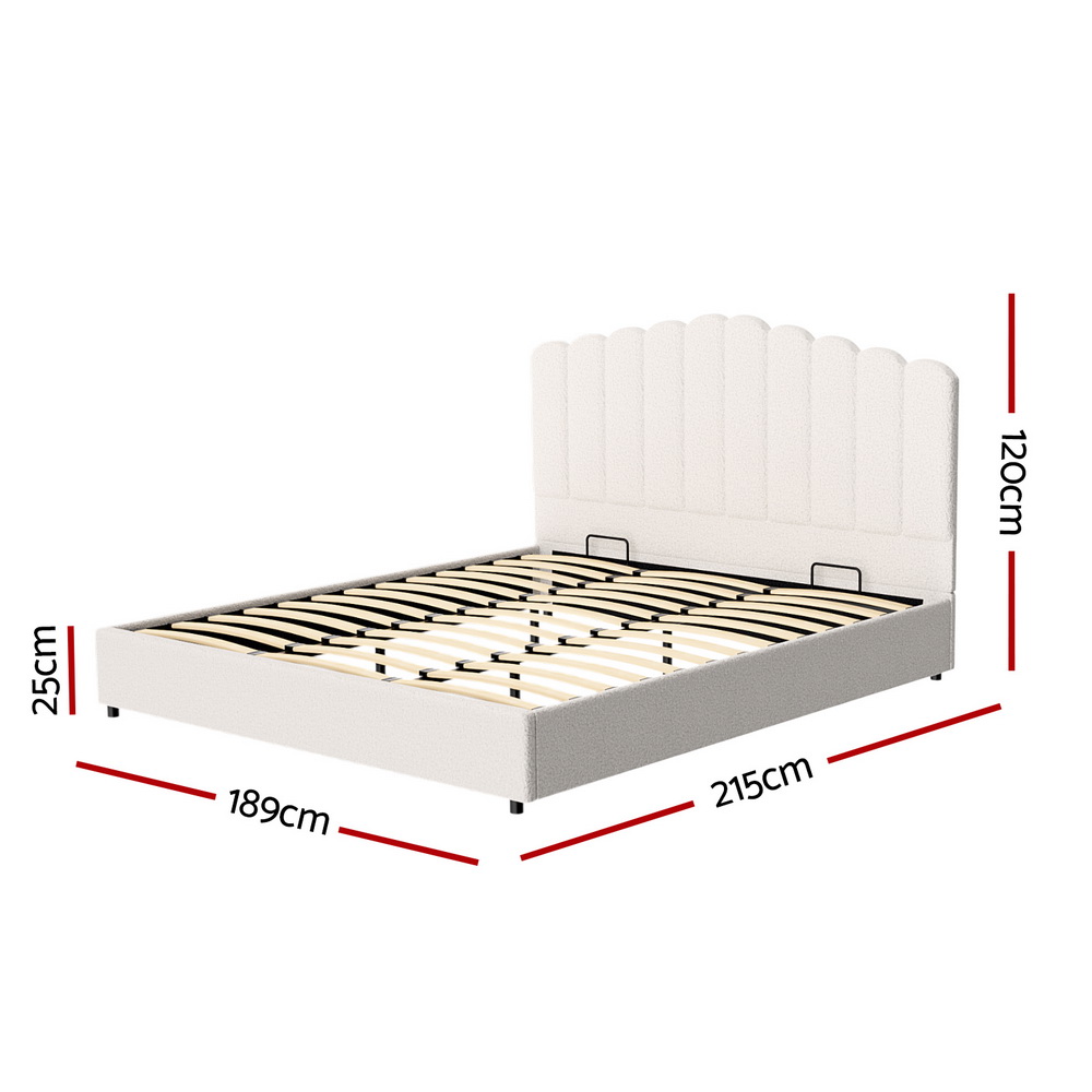 Artiss Fion Boucle Gas Lift Bed Frame, King view 2