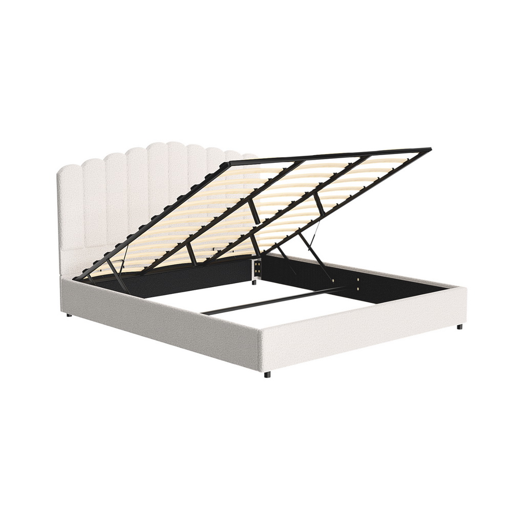 Artiss Fion Boucle Gas Lift Bed Frame, King view 3